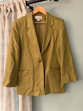 Tanner Olive Green Women's Blazer Jacket size 12 100% silk